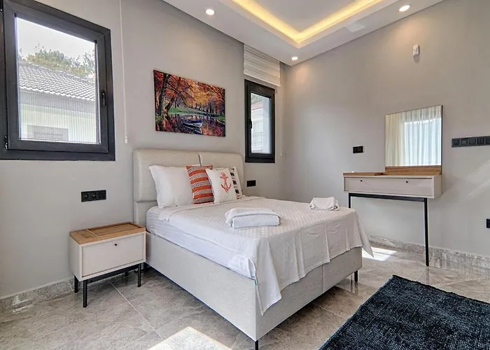 With Private Pool And Sea View In Goecek, Fethiye